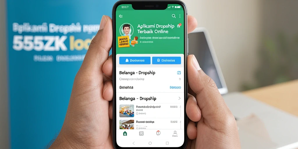 Antarmuka pengguna aplikasi 555ZK untuk sistem Dropship yang intuitif.