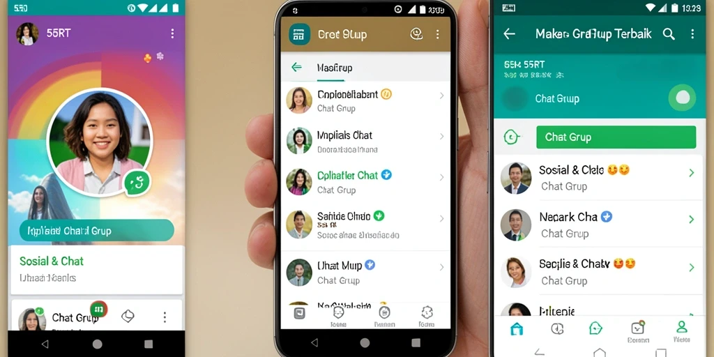 Tampilan antarmuka 55RT dengan fungsi Chat Grup yang intuitif.