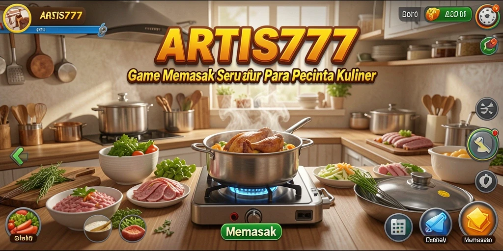 Tampilan antarmuka game memasak yang menarik dan interaktif.