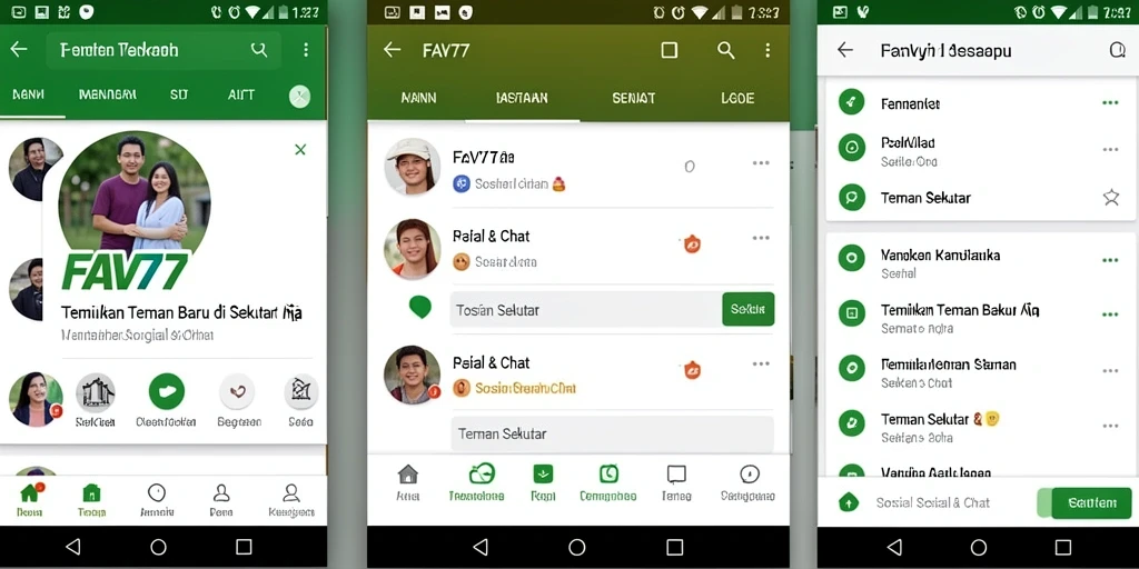 Tampilan antarmuka FAV77 yang menarik untuk menjalin pertemanan.