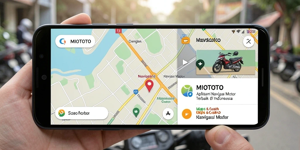 Antarmuka pengguna MIOTOTO dengan fitur navigasi motor yang lengkap.