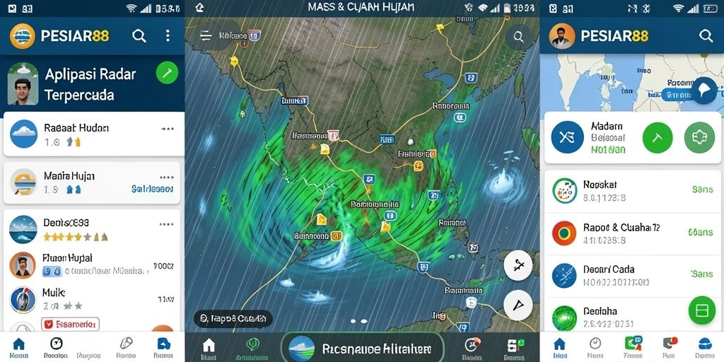 Antarmuka PESIAR88 menampilkan radar hujan yang jelas dan informatif.